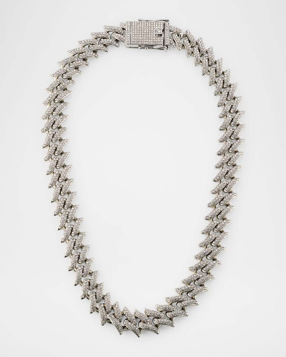 Crystal Herringbone Link Chain Necklace